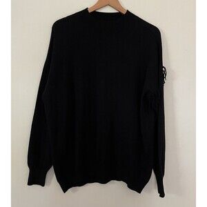 Elliott Lauren  XL Black Fringe Drop Shoulder Merino Wool Viscose Blend Boho